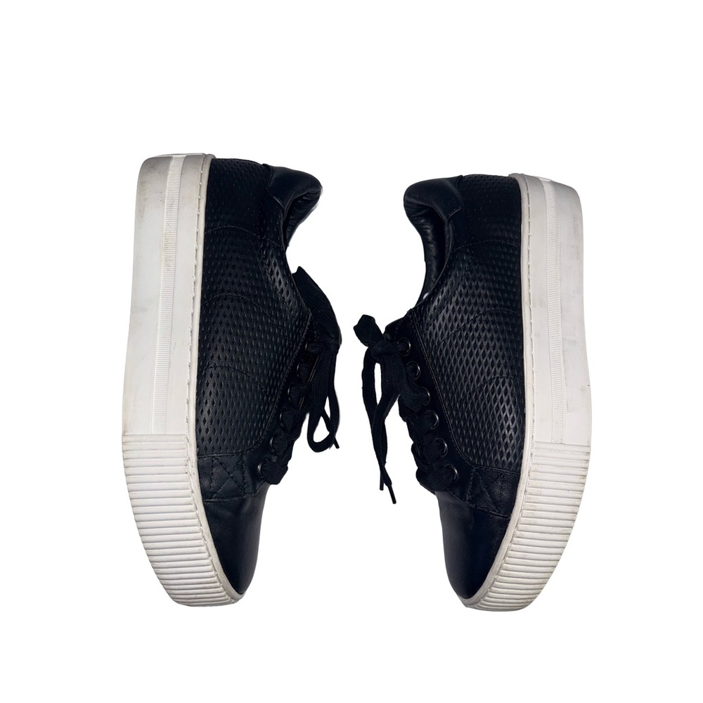 HALOGEN Black Leather Textured Platform Lace-up Sneakers Size 6.5 - Picture 5 of 11